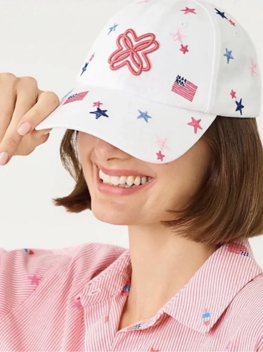 {Lilly Pulitzer} Embroidered Logo Hat in Resort White It's A 250th Celebration